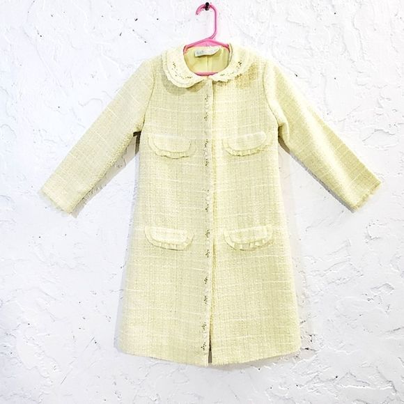 Biscotti Collezioni yellow blend tweed fashipn toddler coat size 6 - Picture 2 of 16